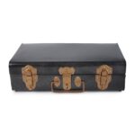 Elan Vintage Style Buxa Modern Metal Long Trunk Box, Storage Box, Decorative Box For Gift - Antique Black (Rectangular)