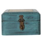 CONTRAST LIVING Wood Hand Painted Vintage Decorative Box (Blue_Outer Dimension_22x22x13 Cm)