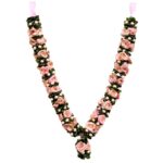 Handcrafted Fabric Satin Ribbon Garland | For Photos, Deity/God Idols, Home &Temple Decoration. |Garland - 26 | (Step - 1, Pink), 10 cm