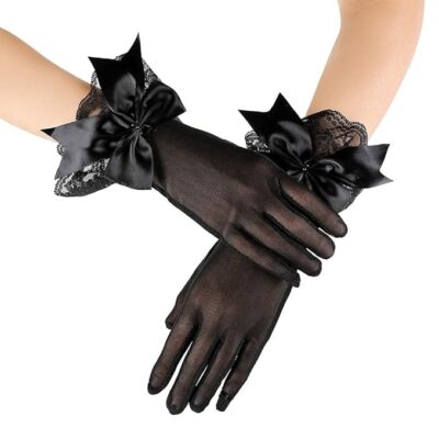 PALAY® One Pair Lace Gloves for Women Party Elegant Bridal Short Mittens