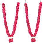 Artificial Red Roses Garland, Fabric Phool Varmala, Mala for Photo Frame, Jaimala for Wedding (2 Pc Thin, Fabric Artificial), 30 Inches