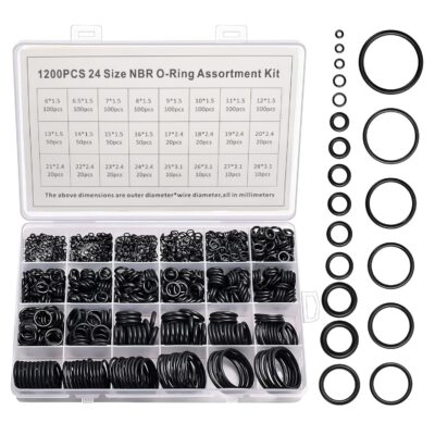 1200 Pcs O-Ring Assortment Kit with Storage Box – 24 Sizes for Automotive, Plumbing & Pressure Washer Repairs