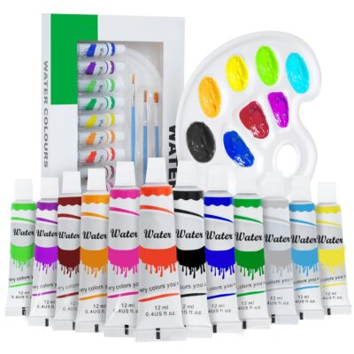 ABOUT SPACE Watercolor Paint Set – 12 Colors (12ml) with Palette & Brushes