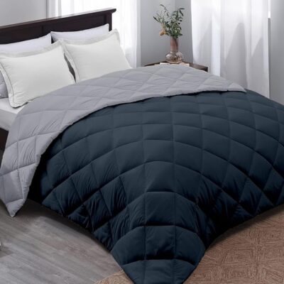 AYKA Reversible Comforter 220 GSM Microfiber Reversible AC Comforter/Blanket for Winter/Quilt/Duvets for King Size Double Bed Comforter (Grey & Charcoal, Double)