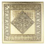 Purpledip Wooden Dry Fruits Box With Oxidized Metal Sheet 'Wild Flower': For 500 Grams Nuts Chocolates Diwali Festival Gift (12206)