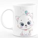Cat 3D Design Hd Printed Microwave Safe Ceramic Coffee Mug Suitable Gift for Friend | Brother | Sister | Boyfriend | Girlfriend | Boys | Girls | Kids | Cousin (350 ml, White)