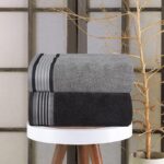 Casa Copenhagen, Germany Design- He & She Super Soft Collection 100% Cotton 2 Pieces Large Bath Towel (Size: 70 x 140 cm) - Pine Grey & Grey Violet