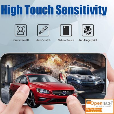 OpenTech® Military-Grade Premium Tempered Glass Screen Protector for iPhone 13/13 Pro / 14 / 16e with Edge to Edge Coverage - Case Friendly, Anti-scratch and Bubble free installation kit