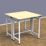 InnoFur Aplos Double Folding Dining Table/Study/Conference/Home and Office (Beige, Regular (80x80CM))
