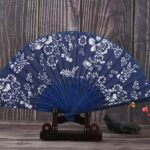 MTROYALDIA Folding Fans Handheld Fans Bamboo Fans Women's Hollowed Bamboo Hand Holding Fans for Wall Decoration, Gifts (Blue)