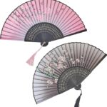 2PCS Chinese Fan for Hand, Japanese Fan for Hand, Paper Fan, Hand Fan Manual, Paper Fans for Decoration, Wedding Decor, Dance, Cultural Events, Wedding Party Props Decoration