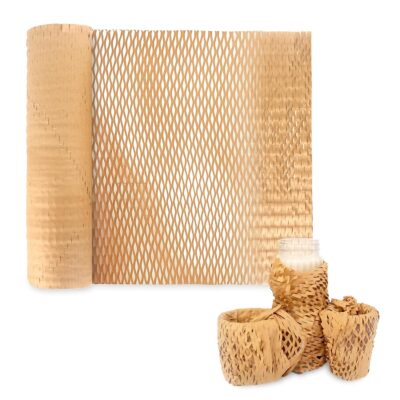 GLUN Eco-Friendly Honeycomb Paper Bubble Wrap Roll – 15 Inch x 10 Meter