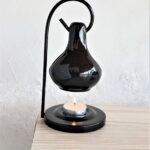 Pure Source India Ceramic Aroma Oil Diffuser Hanging Burner for Home Fragrance Decoration and Gifting, 4 x 8 Inch (Hanging - Black)