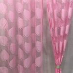 Galaxy Home Decor Polyester Leaf Design Sheer Transparent Net Curtains for Door (7 Feet, Pink) Pack of 2
