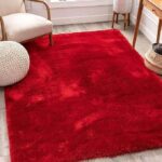 Luxury Plain Area Rug for Living Room, Soft Touch Carpet, Non-Slip Backing, Fade Resistant & Easy Cleaning, Elegant Modern Décor, Red, 2x6 Runner ft