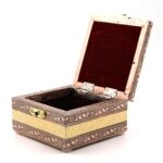 macsen Jewellery Box Wooden Storage Organizer Anniversary Gift Wedding Gift Vanity Box Bangle Earrings Necklace Multi-Purpose use for Women (1 Section, Golden+Copper, 4in x 4in x 2.5in)