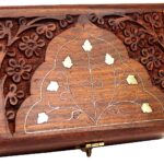 Handmade Wooden Jewelry Box for Women Wood Jewel Organizer Hand Carved with Intricate Carvings Gift Items - 6 inches (Brown02)