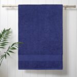 Trident 100% Cotton Towels for Bath | Towels for Bath Large Size Bath Towel - Soft & Absorbent | 450 GSM | 1 Piece Bath Towel for Men/Women | Urban Comfort | 70 cms x 140 cms - New Navy