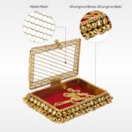 Metal Mesh Multipurpose Chain Earring Anklet Holder Box - Gold Finish | Rectangular | Gift Box Case for Wedding Engagment Valentine's Day