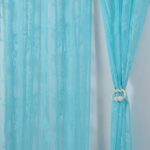 Homefab India Pack of 2 Tissue Curtains Sheer Panel Transparent Net - 7 Feet, Door, Aqua Blue, Floral, Grommet Curtains