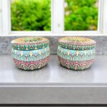 Small Round Tin Boxes For Storage Travel or Decorative Use | Hair Bands Storage Box | Jewellery Box | Gifting/Medicines Organizer | Candle Empty Box (Pack of 2) (Design 4)