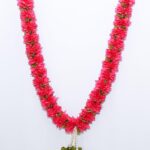 Daedal crafters Red Artificial Jasminum Garland, Decorative Mala for God Idols & Photo Frames Handmade Garland