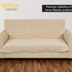 Yellow Weaves 3Seater Quilted Sofa Cover and Chair Cover, Seat & Back Cover, Color - Beige, Velvet