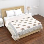 Cotton Quilt 400 Tc Pure Cotton Traditional Jaipuri Razai Animals Design Printed Lightweight Single Bed Quilt Rajai (Animal Print, Single Bed Elephant)
