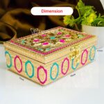 Trendifly Handmade Wooden Oxidised Jewellery Organizer Storage Box With Lock Medium Size | Wood Jewel Necklace Earrings Ring Multipurpose Organiser Box | Wedding Anniversary Pooja Return Gift Box