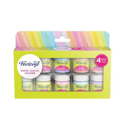 Fevicryl Acrylic Colors Pastel Kit | 10 Colors x 15 ml | DIY Paint, Rich Pigment | Multicolor & Multi-surface | Non-Cracking Paint for Canvas, Wood, Leather, Earthenware, Metal