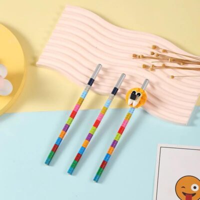 DIY Puzzle Pencil Set for Kids – 3 Multicolor Mechanical Pencils with 2.0mm Lead Tube & Cute Lion Figurine | Fun Return Gift for Boys & Girls | Smooth Writing & Drawing Tool