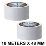 VCR Double Side Tissue Tape - 10 Meters in Length - 48mm / 02" Width - 02 Rolls Per Pack - Easy Tear for Double Sided Adhesive Use, Best for Arts, Crafts, Photography, Scrapbooking., White