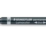 Staedtler Lumocolor Permanent Duo 348 Blue Double Ended Permanent Marker with Two Bullet Tips - Thin & Thick