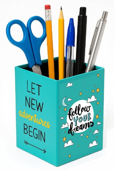 AccuPrints motivational Pen Stand holder Size: 4 x 2.75 inch | Desk Organizer PEn Pencil Holder for Office and Home Decor