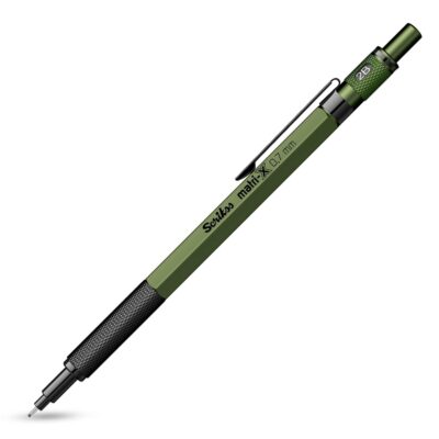Scrikss 0.7mm Mechanical Clutch Lead Pen Pencil Matte Green Body Matri-X Series Eraser Included