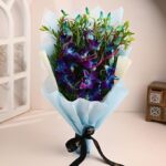 Flower Aura Fresh Artificial Flower Bouquet of 3 Blue Flowers For Birthday Gift, Anniversary Gift, Wedding Gift, Mother's Day Gift, Love & Romance Gift, Father's Day Gift (Same Day Delivery)