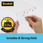 Scotch Clear Double-Sided Tape by 3M, 1M Holds 3.3 Kg, Invisible Finish, for indoor hanging applications, works on uneven surfaces, Heavy Duty, Strong Adhesive, (L: 1.5m, W: 19mm), Transparent
