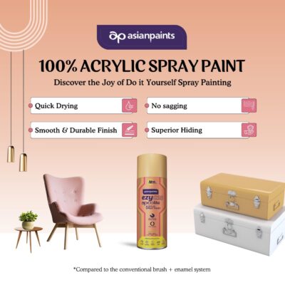 Asian Paints ezyCR8 Apcolite DIY Spray Paint – Gold, 400ml, 100% Acrylic | Multi-Surface Use: Metal, Wood & Walls