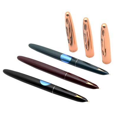 Hero Pen Original Fountain Pen for Men Smooth Iridium Tip Nib Refillable Ink Pen Gold Arrow Pattern Model 329 Gold Trim Cap Black Green Maroon - Pack of 3