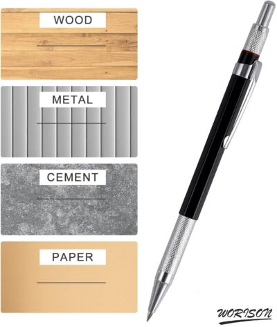 worison 2.0mm Mechanical Pencil Lead Pencil for Drawing, Carpenter,Crafting Art,Sketching with 12 Pcs Refill, Ink Color-Black