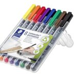 Staedtler Lumocolor 318 Fine 0.6MM Line Permanent Pen, 8 Shades (Black)