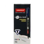 Unomax CD-DVD/OHP Permanent Marker Set of 10 (Black) | Fine Tip Japanese Tip For Clear Marking | Marks On Most Surfaces | Unique Self Hydrating System