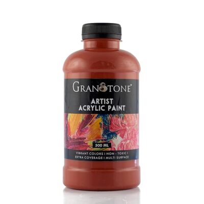 GRANOTONE Acrylic Color Art and Craft Paint, DIY, Rich Pigment, Non-Cracking for Canvas, Wood, Leather, Earthenware, Metal - 500 ml (Terracotta)