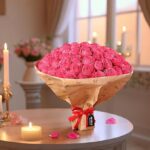 IRIS Dry flower Bouquet - Pink | Unscented | Premium Artificial Flowers for Home Styling, Gifting & Table Displays | Elegant Long-Lasting Bouquet