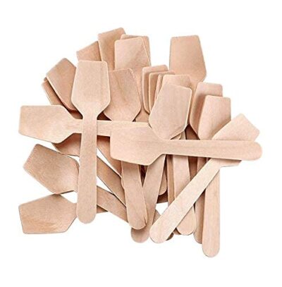 G 1 Disposable Wooden Spoon Square end 95 mm | Mini Taster Spoon | Ice Cream Spoon | Pastry Spoon | Eco Friendly and bio degradable (Pack of 100)