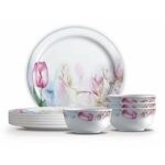 MILTON Melamine Floral Dinnerware Set 18-Pieces, Multicolour