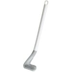 Hockey Shape Silicone Toilet Brush (Grey, Pack 1) | Flexible Deep Cleaning Head | Corner & Under Rim Scrubber for Western & Indian Commode