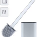 Toilet Brush and Holder Set for Bathroom, Flexible Toilet Cleaning Bowl Brush Head with Silicone Bristles, Compact Size for Storage and Organization (Multicolor)