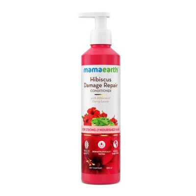 Mamaearth Hibiscus Damage Repair Conditioner With Hibiscus & Curry Leaves For Strong & Nourished Hair- 250 Millilitre | For Dry & Frizzy Hair | To Smoothen, Suitable For All Hair Types