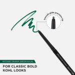 BELLAVITA Intense Drama Kajal Green Waterproof Smudge Proof | Long Lasting, Enriched with Vitamin E & Almond Oil | pencil Glossy | Kajal for women| 0.3 g